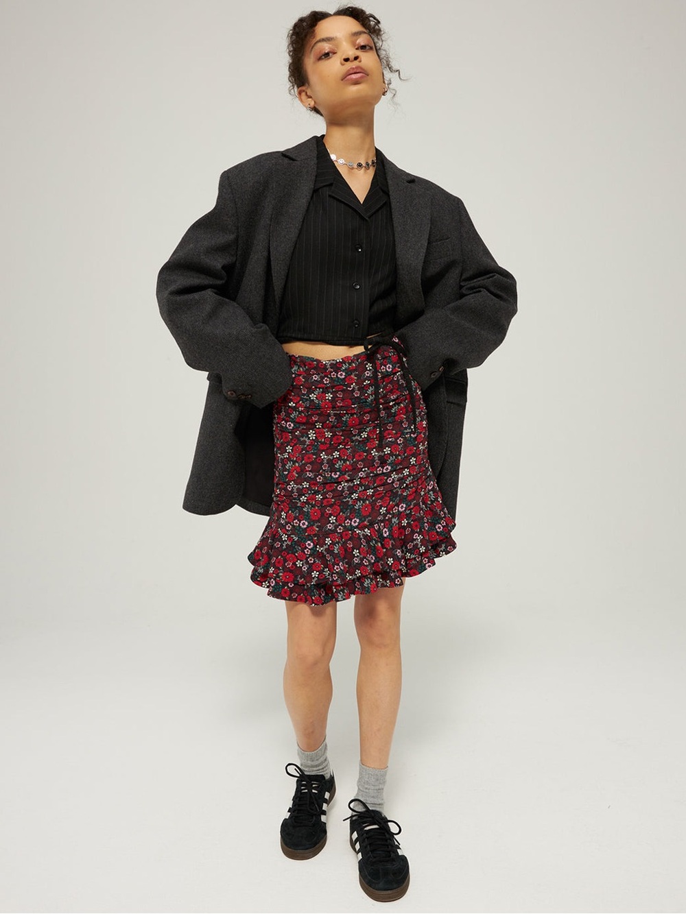 LES COYOTES DE PARIS Girls Red Floral Skirt Size 10 NWT